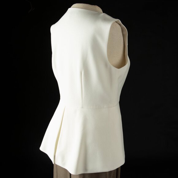 BCBG MAXAZRIA Abrielle Sleeveless Top Structured Peplum Zipper Ivory Vest S - Picture 3 of 14